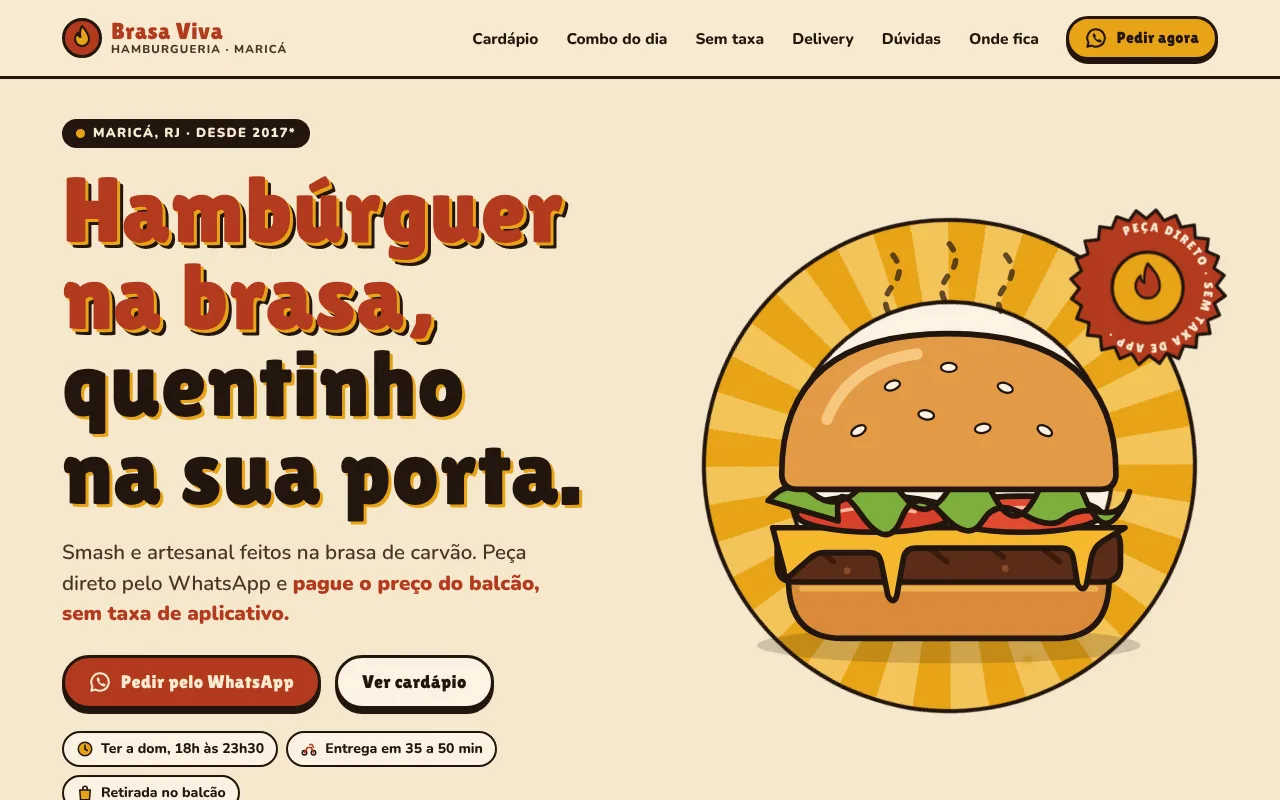 Topo do modelo de restaurante e delivery